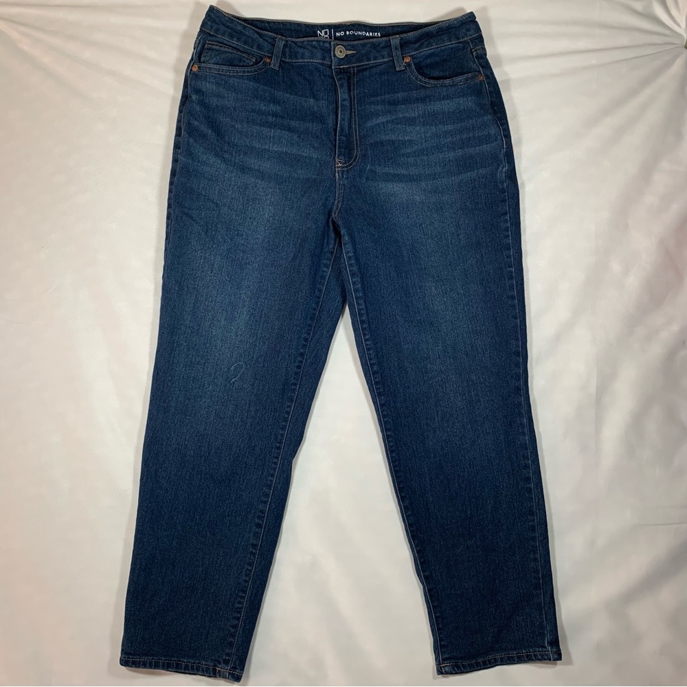 WOMENS‎ 13 NO BOUNDARIES STRAIGHT SLIM JEANS BLUE DARK WASH STRETCHY HIGH RISE